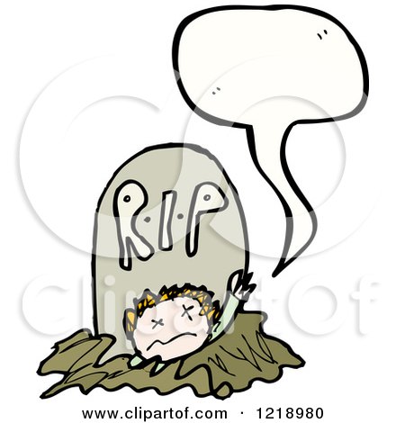 Cartoon of the Speaking Undead Coming from the Grave - Royalty Free Vector Illustration by lineartestpilot