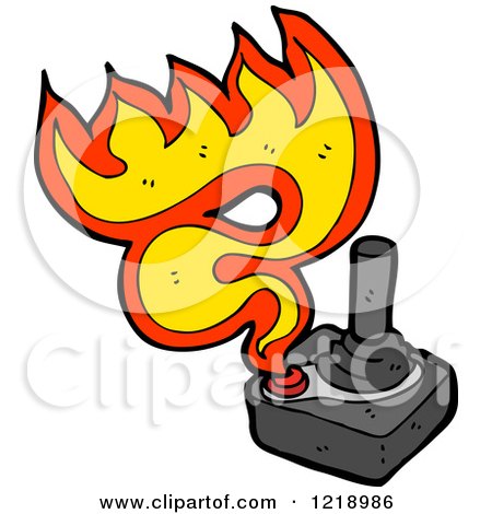 Cartoon of a Flaming Joystick - Royalty Free Vector Illustration by lineartestpilot