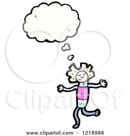 Cartoon of a Blonde Girl Thinking - Royalty Free Vector Illustration by lineartestpilot