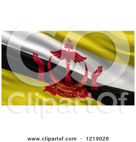 Clipart of a 3d Waving Flag of Brunei with Rippled Fabric - Royalty Free Illustration by stockillustrations