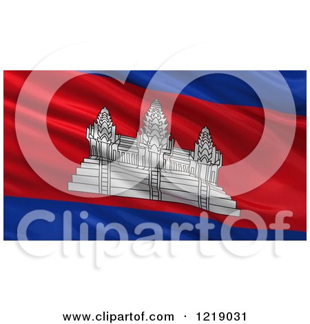Clipart of a 3d Waving Flag of Cambodia with Rippled Fabric - Royalty Free Illustration by stockillustrations