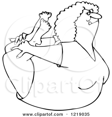 Clipart of an Outlined Flexible Woman in a Rock Belly Stretch Pose - Royalty Free Vector Illustration by djart
