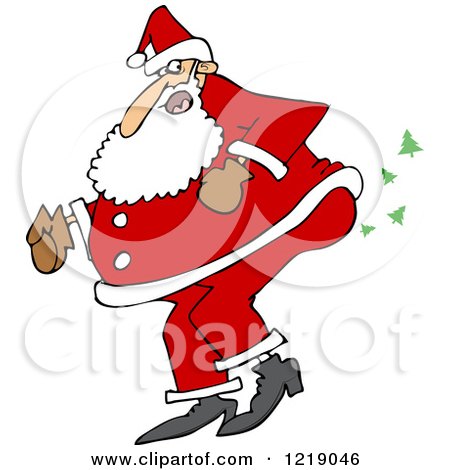 Clipart of Santa Farting Christmas Trees - Royalty Free Vector Illustration by djart