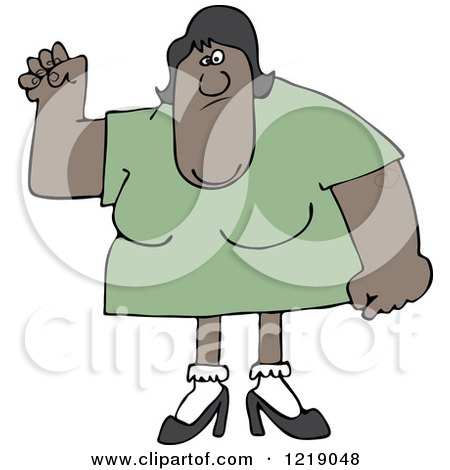 Clipart of a Tough Black Woman with Lots of Upper Body Strength - Royalty Free Vector Illustration by djart