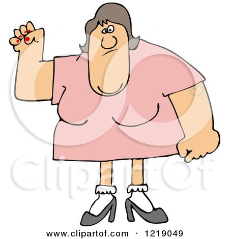 Clipart of a Tough White Woman with Lots of Upper Body Strength - Royalty Free Vector Illustration by djart