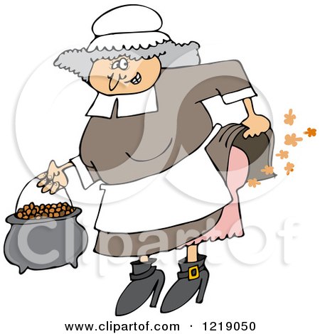 Clipart of a Female Pilgrim Farting - Royalty Free Vector Illustration by djart