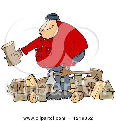 Clipart of a Logger Lumberjack Man with Logs - Royalty Free Vector Illustration by djart