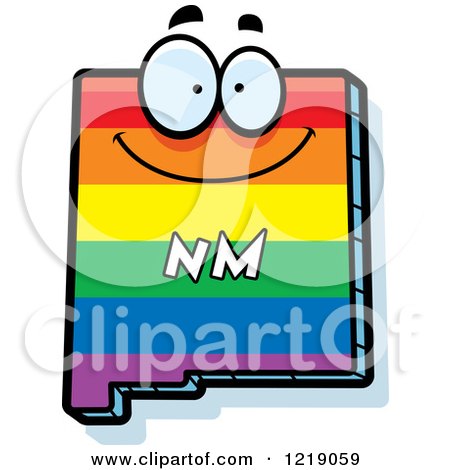 Clipart of a Gay Rainbow State of New Mexico Character - Royalty Free Vector Illustration by Cory Thoman