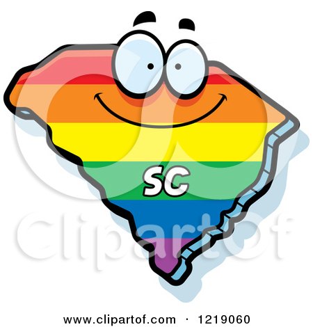 Clipart of a Gay Rainbow State of South Carolina Character - Royalty Free Vector Illustration by Cory Thoman