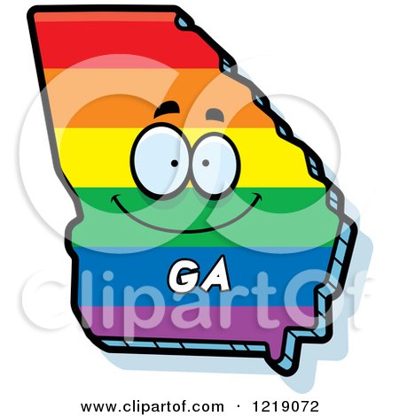 Clipart of a Gay Rainbow State of Georgia Character - Royalty Free Vector Illustration by Cory Thoman