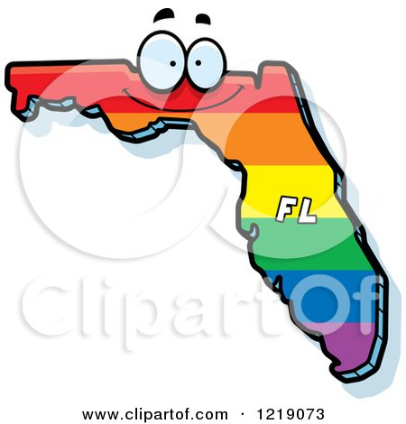 Clipart of a Gay Rainbow State of Florida Character - Royalty Free Vector Illustration by Cory Thoman