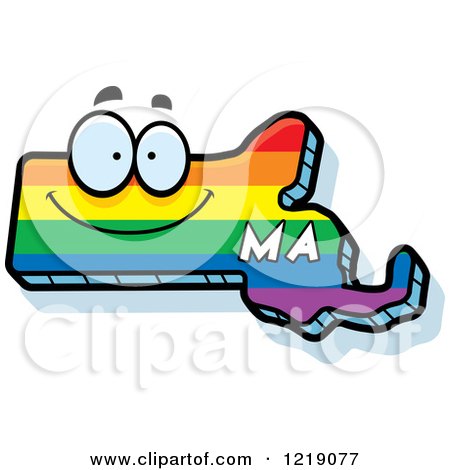 Clipart of a Gay Rainbow State of Massachusetts Character - Royalty Free Vector Illustration by Cory Thoman