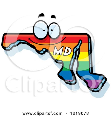 Clipart of a Gay Rainbow State of Maryland Character - Royalty Free Vector Illustration by Cory Thoman