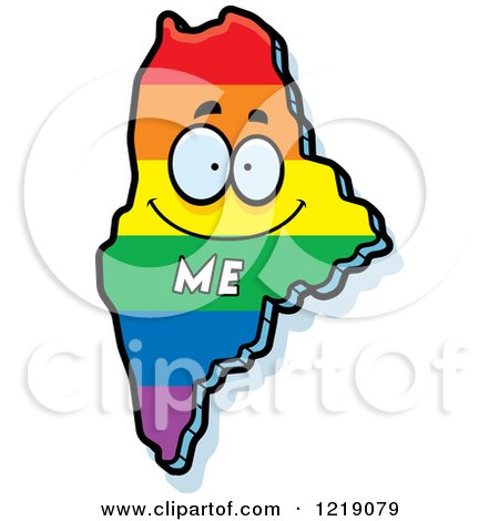 Clipart of a Gay Rainbow State of Maine Character - Royalty Free Vector Illustration by Cory Thoman