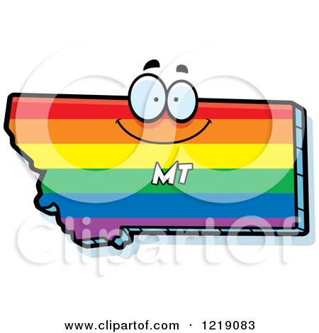 Clipart of a Gay Rainbow State of Montana Character - Royalty Free Vector Illustration by Cory Thoman