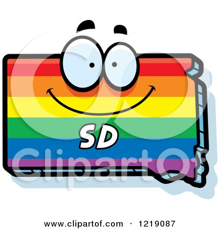 Clipart of a Gay Rainbow State of South Dakota Character - Royalty Free Vector Illustration by Cory Thoman