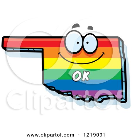 Clipart of a Gay Rainbow State of Oklahoma Character - Royalty Free Vector Illustration by Cory Thoman