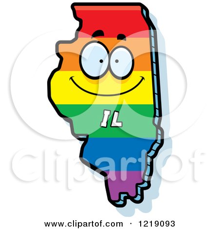 Clipart of a Gay Rainbow State of Illinois Character - Royalty Free Vector Illustration by Cory Thoman