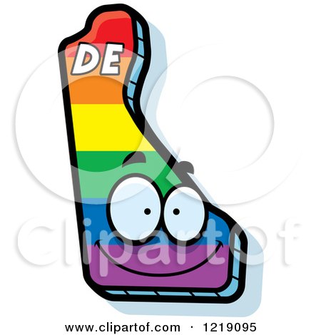 Clipart of a Gay Rainbow State of Delaware Character - Royalty Free Vector Illustration by Cory Thoman