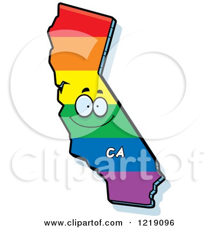 Clipart of a Gay Rainbow State of California Character - Royalty Free Vector Illustration by Cory Thoman