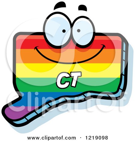 Clipart of a Gay Rainbow State of Connecticut Character - Royalty Free Vector Illustration by Cory Thoman