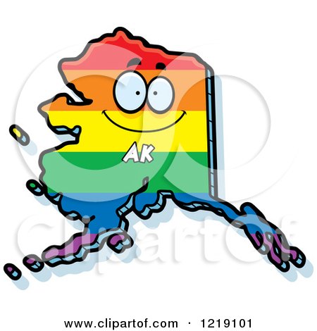 Clipart of a Gay Rainbow State of Alaska Character - Royalty Free Vector Illustration by Cory Thoman