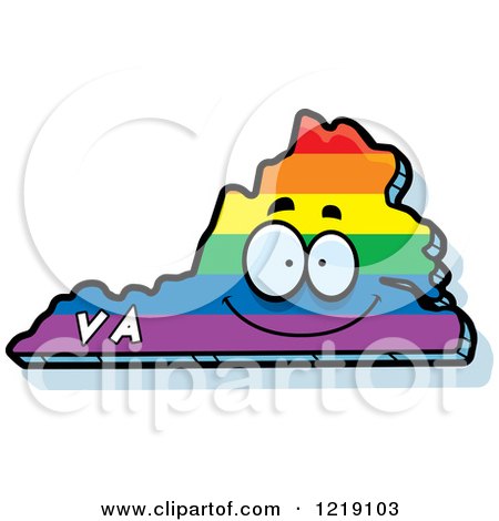 Clipart of a Gay Rainbow State of Virginia Character - Royalty Free Vector Illustration by Cory Thoman