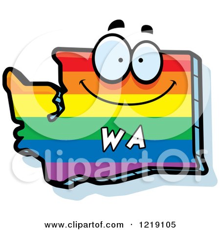 Clipart of a Gay Rainbow State of Washington Character - Royalty Free Vector Illustration by Cory Thoman