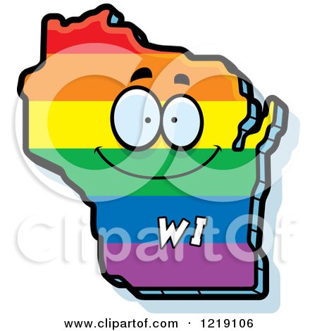 Clipart of a Gay Rainbow State of Wisconsin Character - Royalty Free Vector Illustration by Cory Thoman