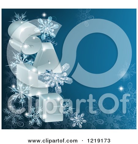 Clipart of 3d SALE Letters and Snowflakes on Blue - Royalty Free Vector Illustration by AtStockIllustration
