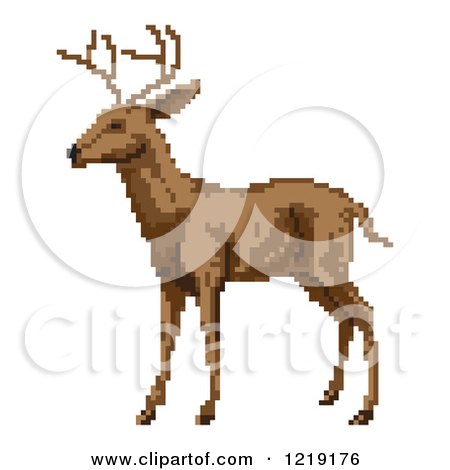 Clipart of a Pixelated Reindeer or Buck - Royalty Free Vector Illustration by AtStockIllustration