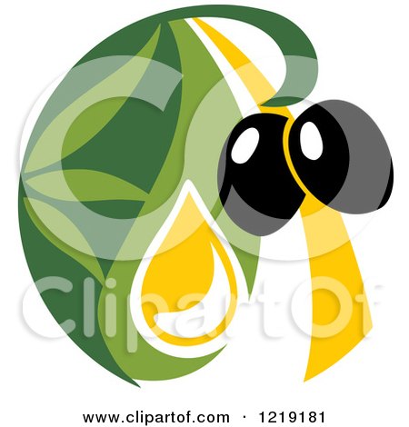Clipart of a Black Olive and Oil Design 5 - Royalty Free Vector Illustration by Vector Tradition SM