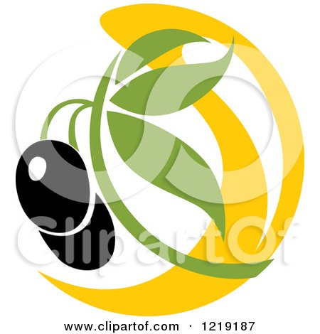 Clipart of a Black Olive and Oil Design 2 - Royalty Free Vector Illustration by Vector Tradition SM