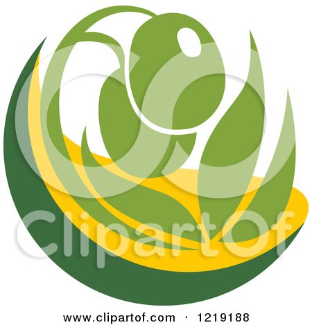 Clipart of a Green Olive and Oil Design - Royalty Free Vector Illustration by Vector Tradition SM