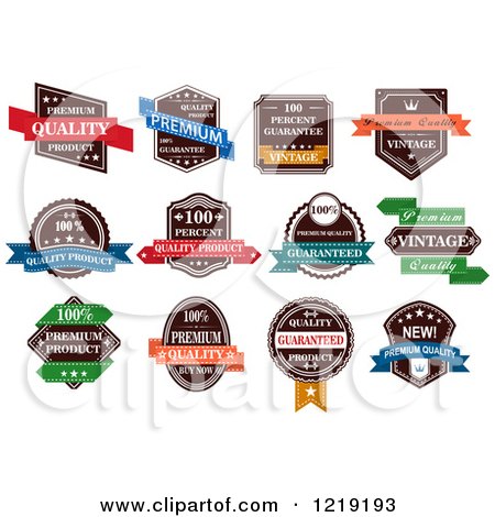 Clipart of Retail Quality Labels with Sample Text - Royalty Free Vector Illustration by Vector Tradition SM