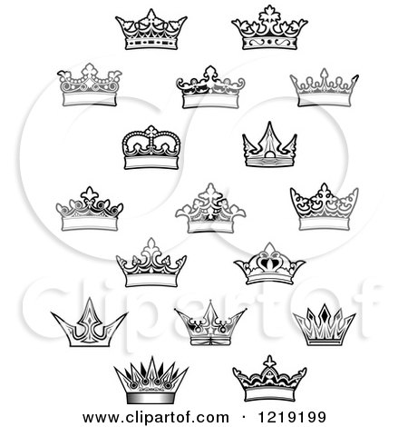 Clipart of Black and White Crowns - Royalty Free Vector Illustration by Vector Tradition SM