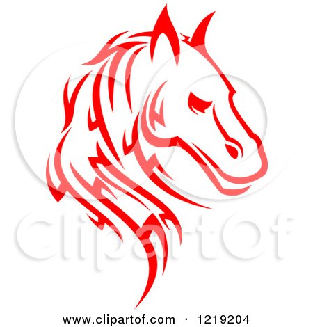 Clipart of a Red Tribal Horse 5 - Royalty Free Vector Illustration by Vector Tradition SM