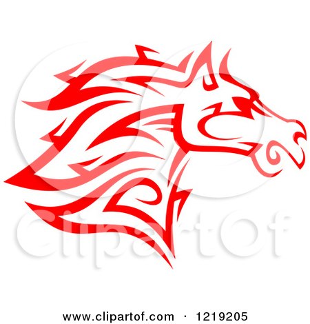 Clipart of a Red Tribal Horse 6 - Royalty Free Vector Illustration by Vector Tradition SM
