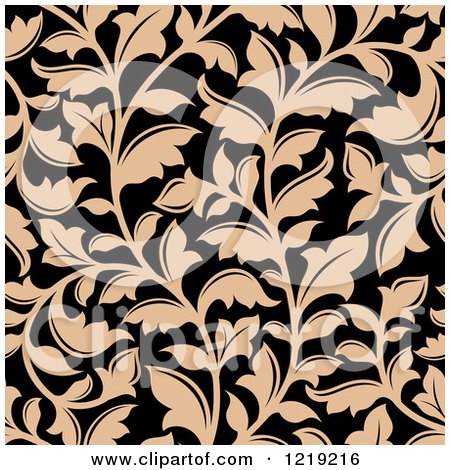 Clipart of a Seamless Tan and Black Floral Pattern 2 - Royalty Free Vector Illustration by Vector Tradition SM
