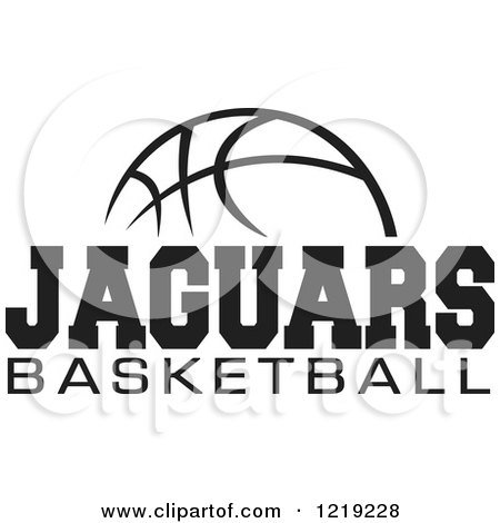 Clipart of a Black and White Ball with JAGUARS BASKETBALL Text - Royalty Free Vector Illustration by Johnny Sajem