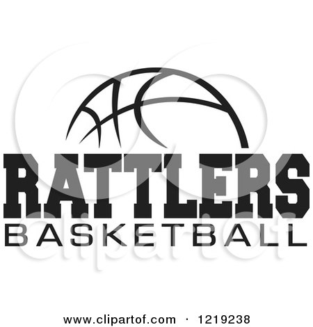 Clipart of a Black and White Ball with RATTLERS BASKETBALL Text - Royalty Free Vector Illustration by Johnny Sajem