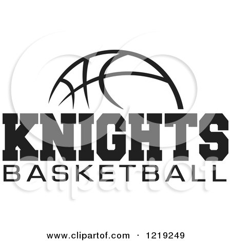 Clipart of a Black and White Ball with KNIGHTS BASKETBALL Text - Royalty Free Vector Illustration by Johnny Sajem
