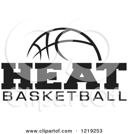 Clipart of a Black and White Ball with HEAT BASKETBALL Text - Royalty Free Vector Illustration by Johnny Sajem