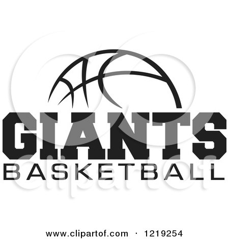 Clipart of a Black and White Ball with GIANTS BASKETBALL Text - Royalty Free Vector Illustration by Johnny Sajem