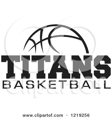 Clipart of a Black and White Ball with TITANS BASKETBALL Text - Royalty Free Vector Illustration by Johnny Sajem