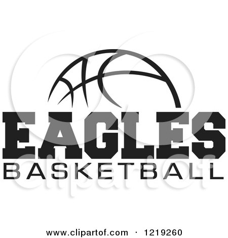 Clipart of a Black and White Ball with EAGLES BASKETBALL Text - Royalty Free Vector Illustration by Johnny Sajem