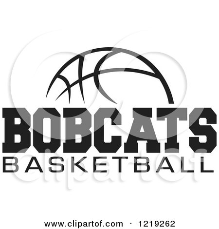 Clipart of a Black and White Ball with BOBCATS BASKETBALL Text - Royalty Free Vector Illustration by Johnny Sajem