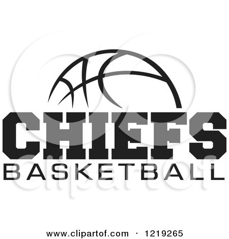 Clipart of a Black and White Ball with CHIEFS BASKETBALL Text - Royalty Free Vector Illustration by Johnny Sajem