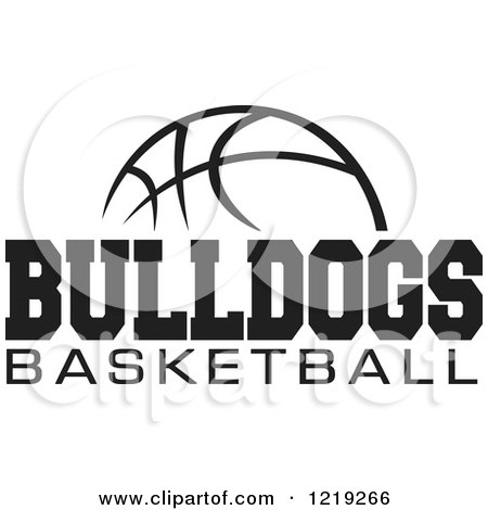Clipart of a Black and White Ball with BULLDOGS BASKETBALL Text - Royalty Free Vector Illustration by Johnny Sajem