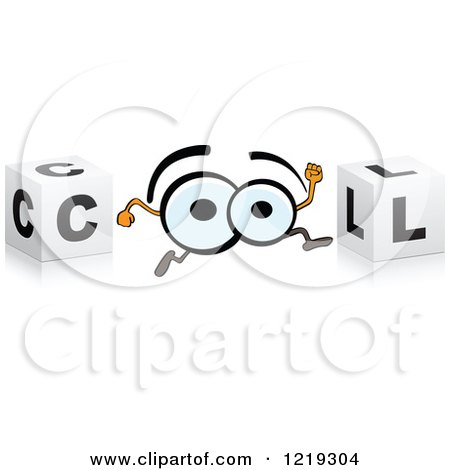 Clipart of a 3d Cubes with Running Eyballs Forming the Word COOL - Royalty Free Vector Illustration by Andrei Marincas